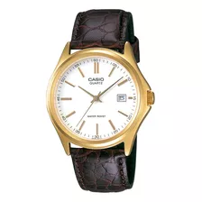 Reloj Casio Mtp-1183q-7adf Hombre 100% Original Color De La Correa Marrón Color Del Bisel Dorado Color Del Fondo Blanco