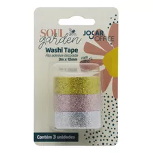 Washi Tape Fita Decorativa Soul Gardem Glitter - 3 Rolos