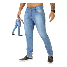 Jeans Masculina Slim Lisa, Azul Claro. Tendência Atemporal, 