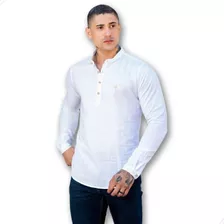 Bata Masculina Algodão Trama Linho Casual - Envio Imediato