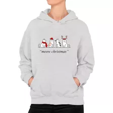 Poleron Gato Meow Navidad Cat Gatito Moda Mujer