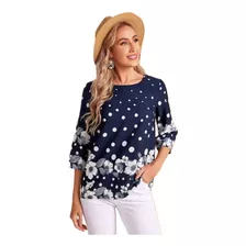 Blusa Dama 3/4 De Lunares & Estampado Floral