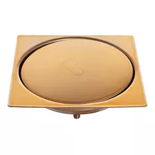 Ralo Para Piso Click Dourado 10x10 Cm + Porta Grelha 