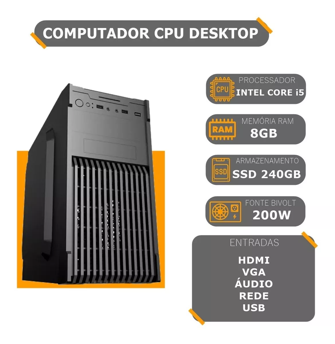 Cpu Computador Pc Intel Core I5-3470 8gb Ssd 240gb 