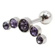 Piercing Mbbej Helix Con Piedras C/morado Ac Quirurgico 1un Color Plateado