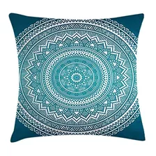 Ambesonne Turquesa Ombre Throw Pillow Cojín Funda, Mandala M