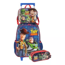 Kit Mochila C Rodas Lancheira Estojo Duplo Toy Story Disney