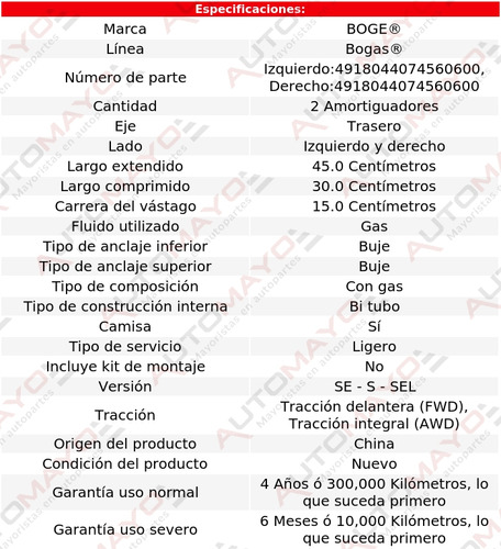 2 Amortiguadores Gas Tras Boge Bogas Fusion L4 2.3l 06-10 Foto 2