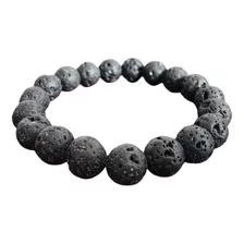 Pulseira Masculina Lava Vulcânica Esfera 10mm - Proteção