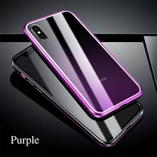 Funda Magnética Metal Vidrio Para iPhone + Mica Glass Frente