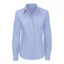 Camisa Oxford Dotacion Empresarial Mujer Color Azul