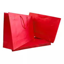 Sacolas Reforçadas Papel Presente Offset 35x25x10 Loja Cor Vermelho