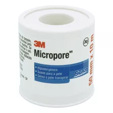 Fita Micropore 3m 50x10m Branca - 5 Rolos