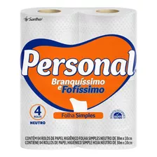 Papel Higiênico Neutro Folha Simples Personal 30 Metros 4 Rolos