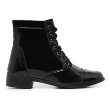 Bota Coturno Feminino Schiareli Cano Curto Cor Preto Brilho