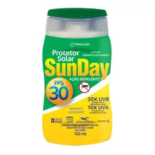 Protetor Solar Com Repelente Proteção Uva E Uvb Sunday Fps 30 Embalagem 120 Ml Flip Top