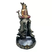 Incensário Cascata Buda Bronze Com Fênix Decorativo 27cm