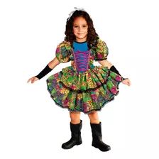 Vestido Festa Caipira Junina Quadrilha Infantil +luva+laço