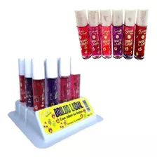 Display 12 Batom Gloss Brilho Labial Sabor Fruta Kit Atacado