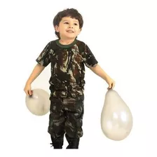 Kit Roupa Infantil Calça + Camiseta Camuflada Exército
