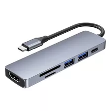 Hub Usb C Tipo C 6 En 1 Hdmi Lector Memoria Sd Micro-sd 3.0