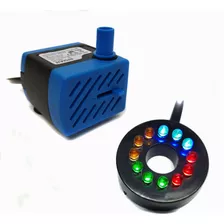 Motor Bomba Submersa Fonte Bombinha Água + Luminária 12 Leds