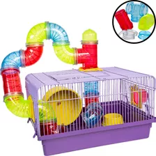 Gaiola Hamster Tubo Luxo Para Animais Jel Plast Cor Lilás