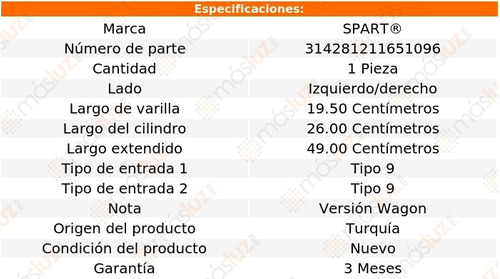 (1) Amortiguador 5a Puerta Izq/der Peugeot 307 04/09 Spart Foto 2