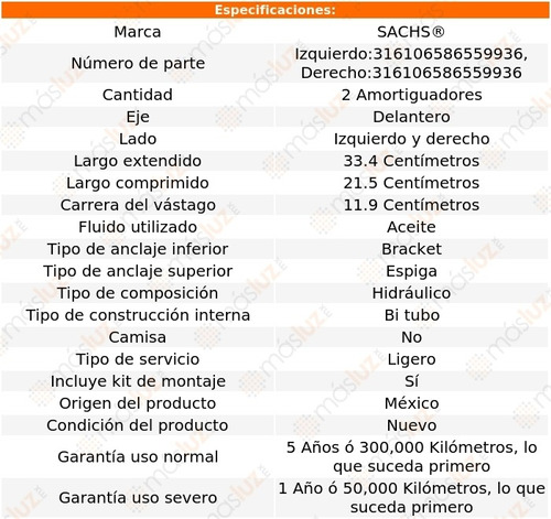 (2) Amortiguadores Hidrulicos Delanteros Dodge D350 91 Foto 2