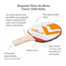 Raquete Ping Pong Vollo Force 1000 Clássica Tênis De Mesa Cor Madeira Tipo De Cabo St (reto)