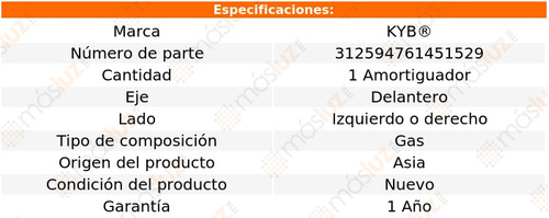 1- Amortiguador Gas Delantero Izq/der Sonora 00/06 Kyb Foto 2