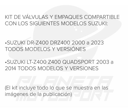 Vlvulas De Motor Kit Completo Suzuki Drz400 2000-2020 Foto 3