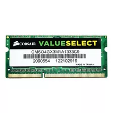 Memoria Ram Value Select Color Negro 4gb 1 Corsair Cmso4gx3m1a1333c9