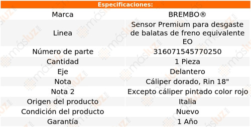 1.sensor Para Balatas Delantera Slr Mclaren 05/09 Brembo Foto 2