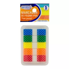 Marcador De Página Autocolante 12x44mm Flags Poá 5 Cores Brw