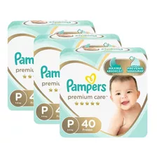 Kit Fralda Pampers Premium Care Mega Tamanho P 120 Unidades