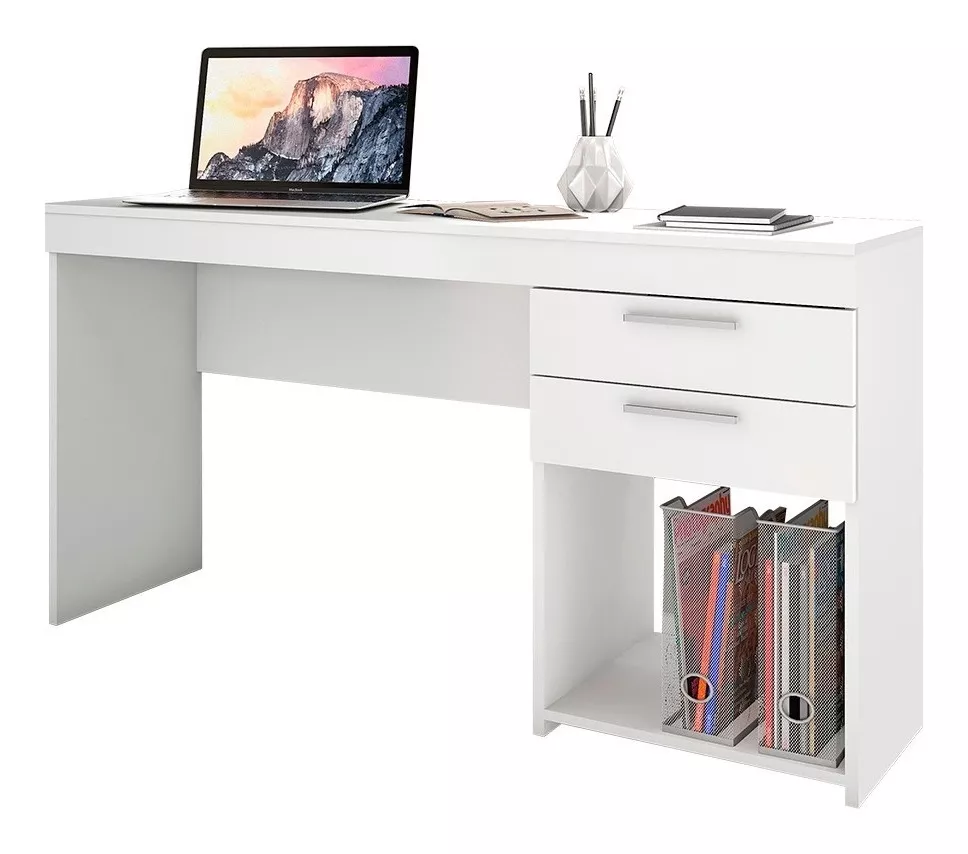 Escrivaninha Notável Móveis Mesa Office 2 Gavetas Mdp De 1210mm X 760mm X 410mm Branco
