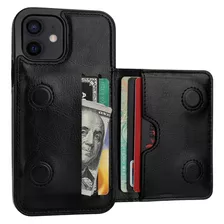 Funda Para iPhone 12/12 Pro, Negra/con Tarjetero/duradera