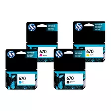 Kit 4 Cartuchos Hp 670 Original Cmyk | 4615 | 4625 | 5525