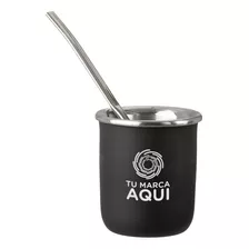 Mates Acero Inoxidable Recto Personalizados + Bombilla X10u