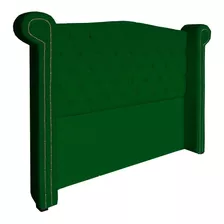 Cabeceira Estofada Sienna Capitonê Box Casal 140cm Verde