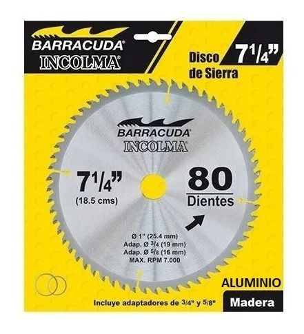 Disco Sierra Madera/aluminio 7p 80 Dientes Barracuda Incolma