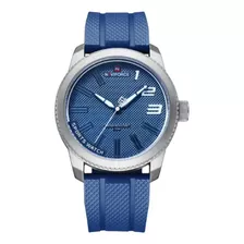 Relógio Esportivo Analógico Naviforce 9202t, Pulseira Azul