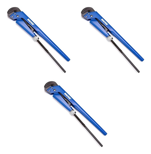 Kit Bremen: Llave Stilson 3/4 Azul Abre 27mm + Llave Stilson 1 Azul Abre 33.5mm + Llave Stilson 1 1/2 Azul Abre 38mm