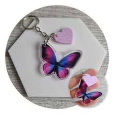 60 Llaveros Mariposa Violeta Personalizado Souvenir