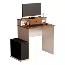 Mesa De Computador Escrivaninha Decor Perola/caramelo-shark Cor Pérola/caramelo