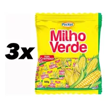 3x Bala De Milho Verde Cremosa Pocket 500g - Festa Junina