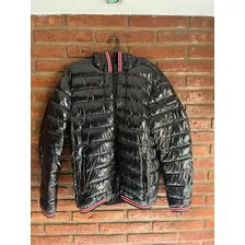 Campera Calvin Klein Hooded Shiny Puffer Negro