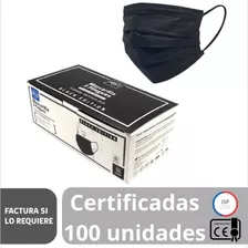 Mascarilla Desechable Negra Heile 3p 100 Unidades (2 Cajas)