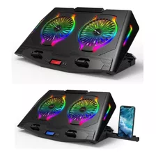 Cooler Laptop Gamer Rgb Cybercool 5 Niveles Con Base Celular